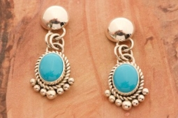 Artie Yellowhorse Genuine Sleeping Beauty Turquoise Sterling Silver Post Earrings